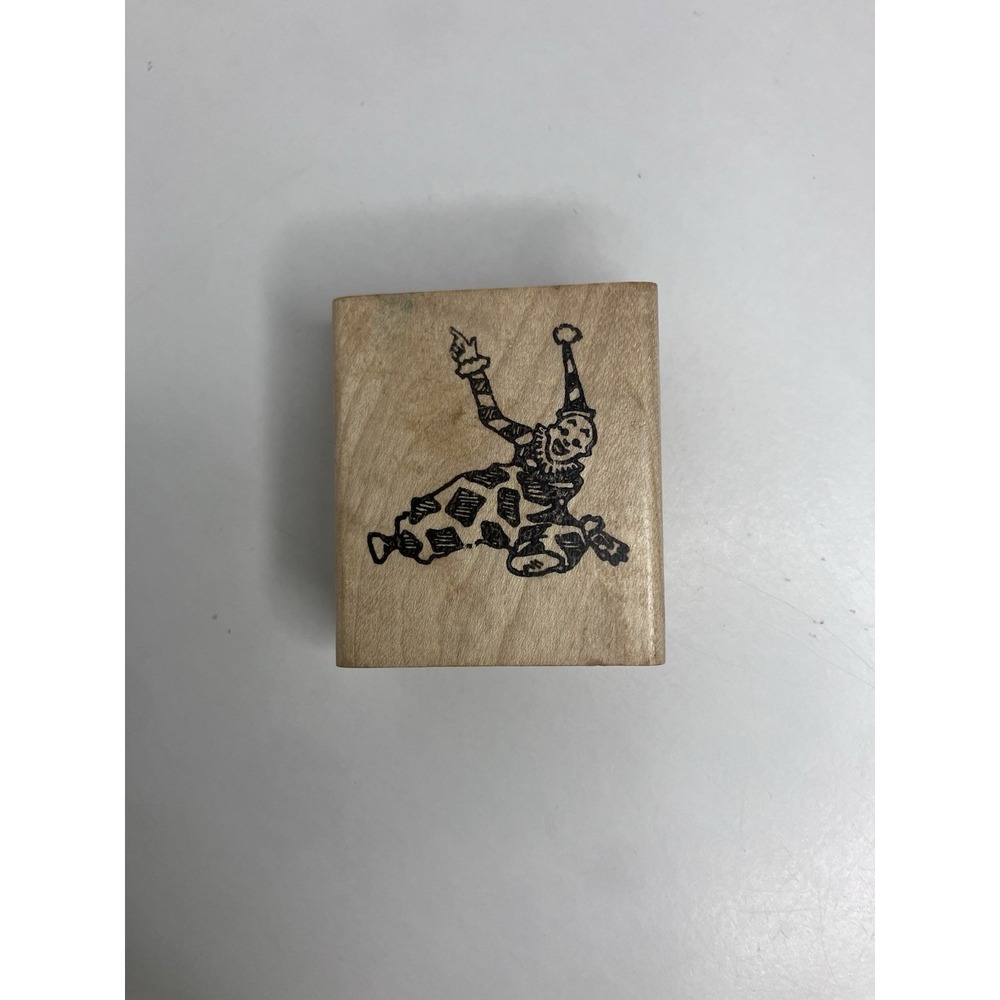 Rare‎ Hero Arts 1981 Jumping Clown Wood Mounted Rubber Stamp